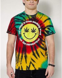 Rasta Tie Dye Smiley Face Cough T Shirt