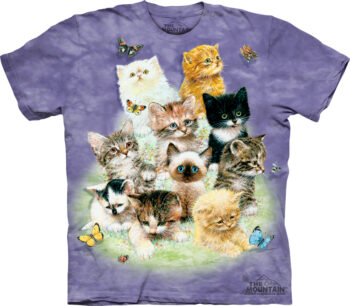 Kitten Shirt Tie Dye 10 Kittens Adult Tee T-shirt