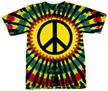 Rasta Tie Dye Shirt Mens Peace Tie Dye T-shirt - Short Sleeve