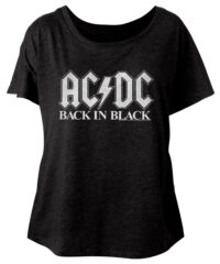 AC/DC Ladies Shirt Back In Black Dolman Black T-Shirt