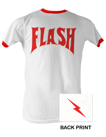 Flash T-Shirt - Flash Bolt Ringer Adult White/Red Tee Shirt