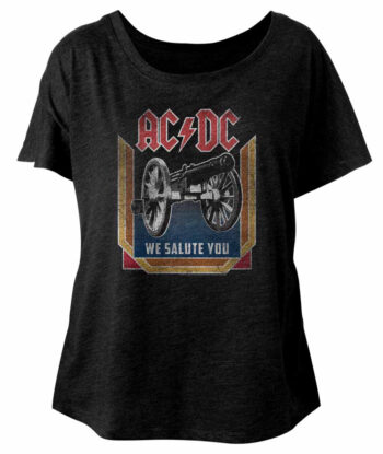 AC/DC Ladies Shirt We Salute You Dolman Black T-Shirt