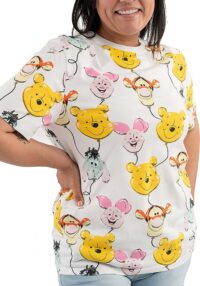 Loungefly Disney Pooh Gang Balloons All Over Print T-Shirt for Adults