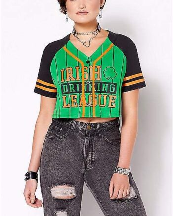 Irish Drinking League Crop Top Baseball Jersey