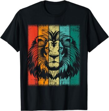 Vintage Cool Retro Lion Face Head T-Shirt